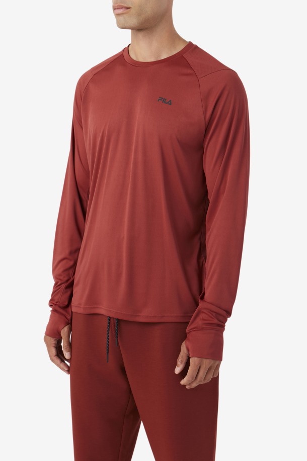 Fila Outlets Marrón Rojizo/negro Jazam Camiseta De Manga Larga