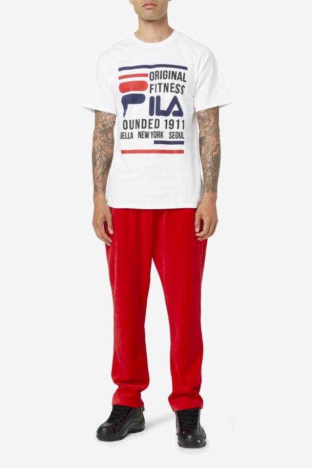 Camiseta Fitness Original Blanca/azul Marino/roja Ofertas Fila