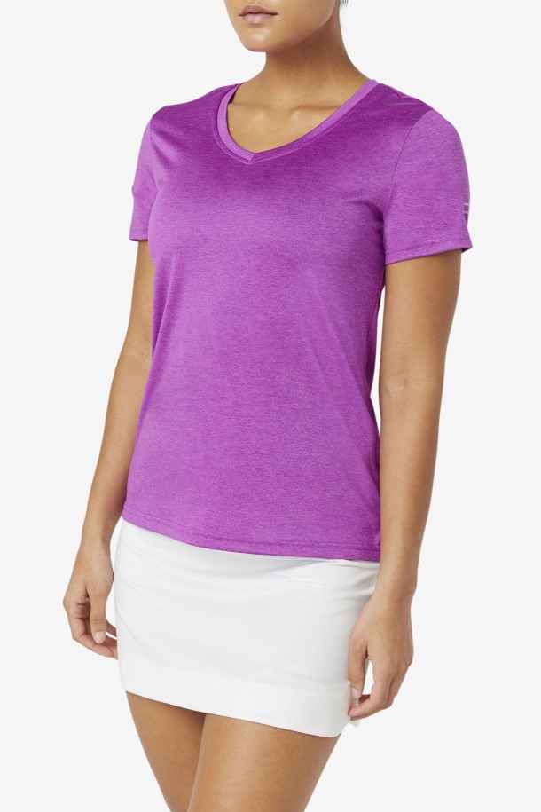 Pickleball Sedoso Con Cuello En V Fila Outlets Purple Cactus Heather