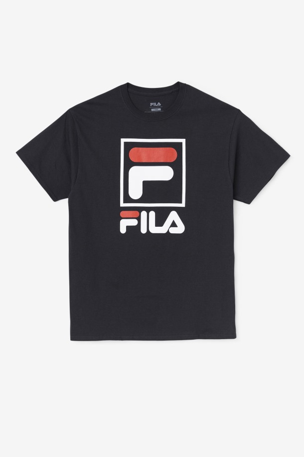 Fila Outlets Camiseta Apilada Negra/blanca/roja