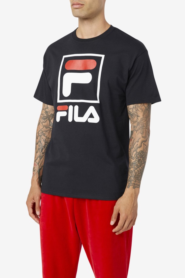 Fila Outlets Camiseta Apilada Negra/blanca/roja