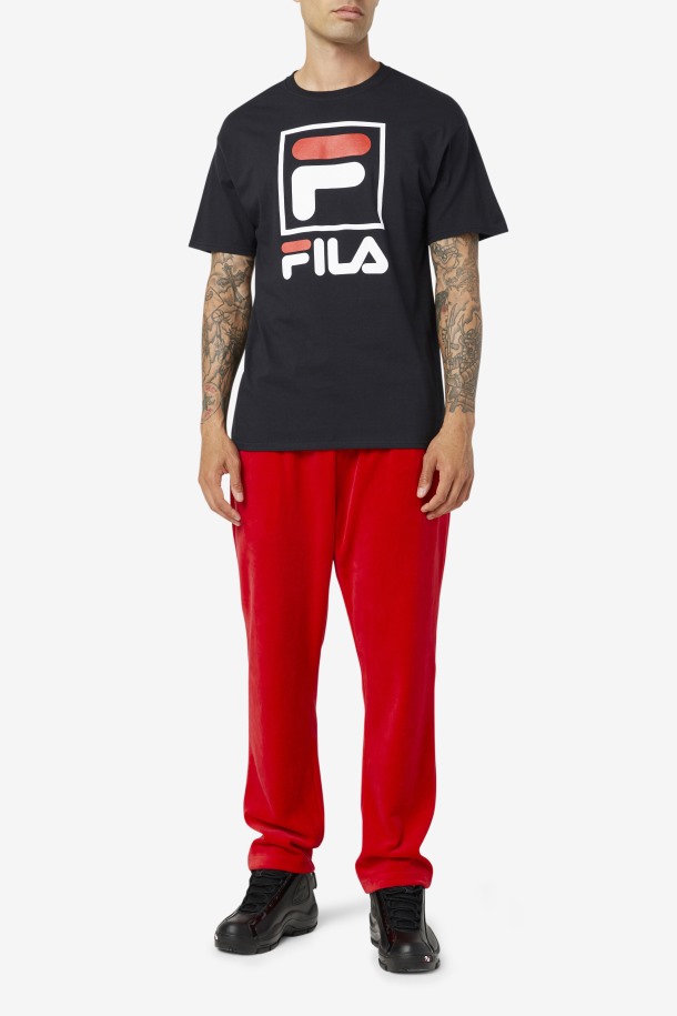 Fila Outlets Camiseta Apilada Negra/blanca/roja