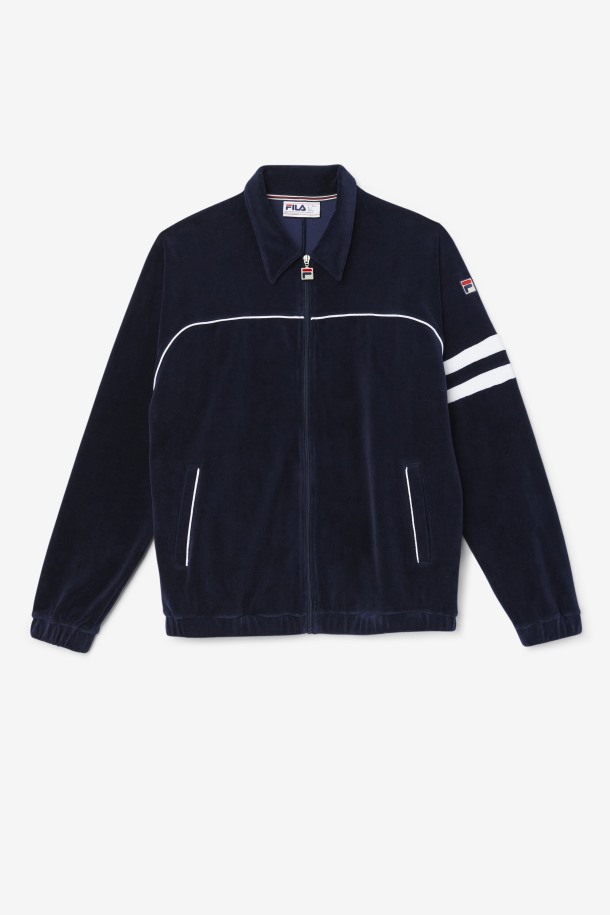 Fila Outlets Verdy Terciopelo Chaqueta Azul Marino/blanco
