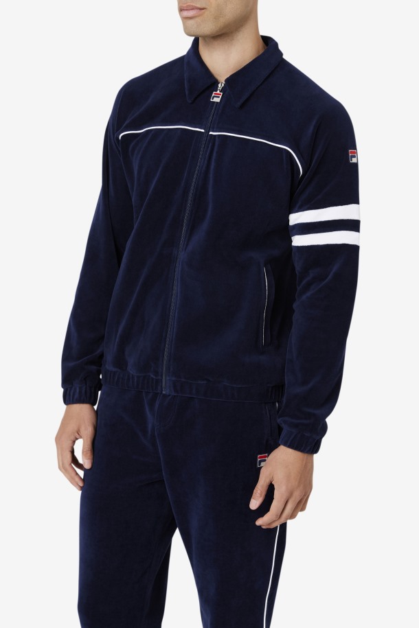 Fila Outlets Verdy Terciopelo Chaqueta Azul Marino/blanco