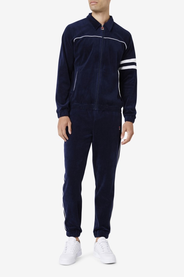 Fila Outlets Verdy Terciopelo Chaqueta Azul Marino/blanco