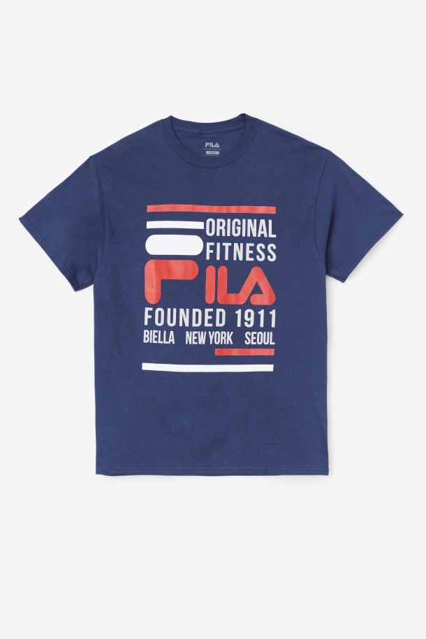 Camiseta Fitness Original Azul Marino/rojo/blanco Fila Outlet