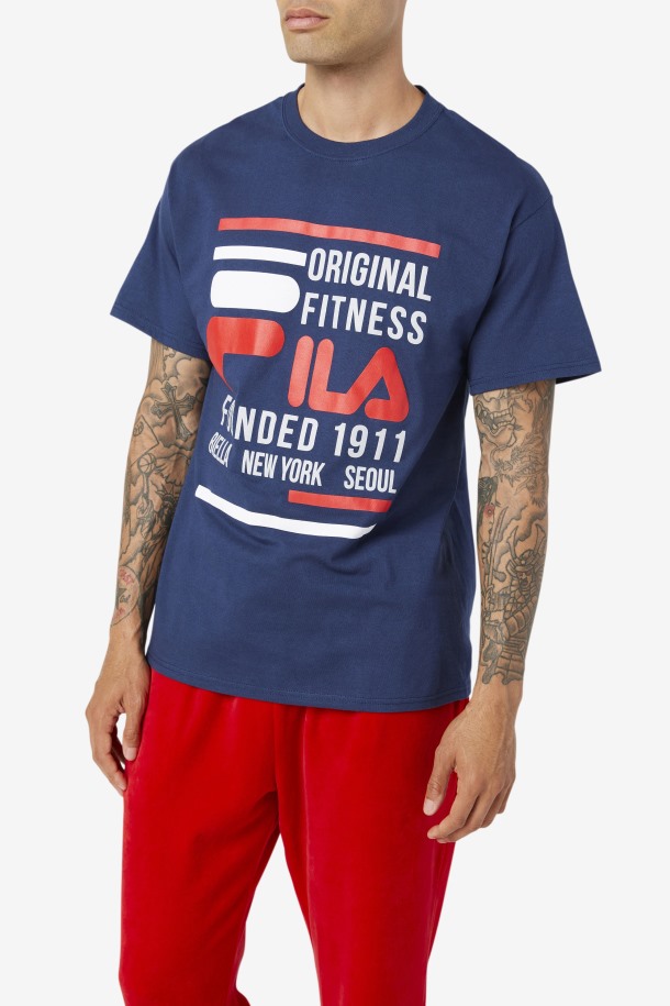 Camiseta Fitness Original Azul Marino/rojo/blanco Fila Outlet