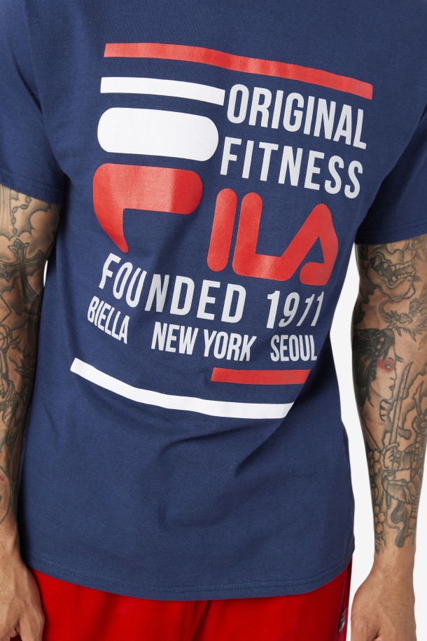 Camiseta Fitness Original Azul Marino/rojo/blanco Fila Outlet