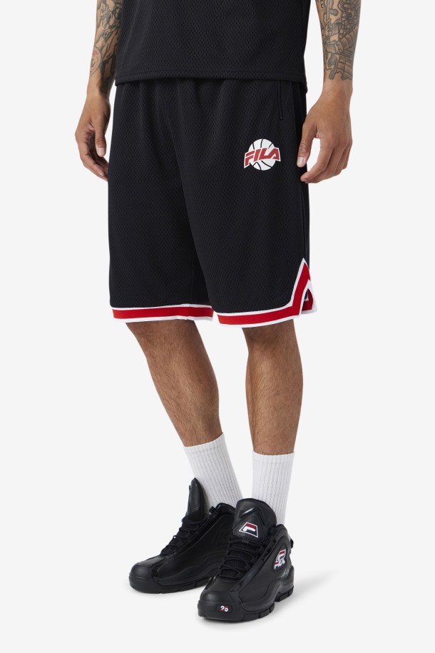 Pantalón Corto De Baloncesto Ovi Negro/rojo/blanco De Fila Outlets