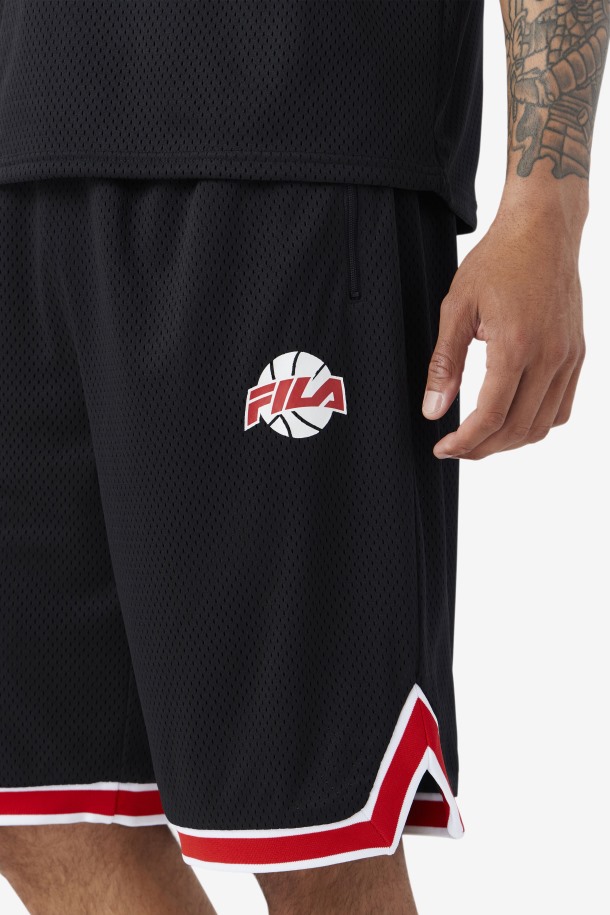 Pantalón Corto De Baloncesto Ovi Negro/rojo/blanco De Fila Outlets