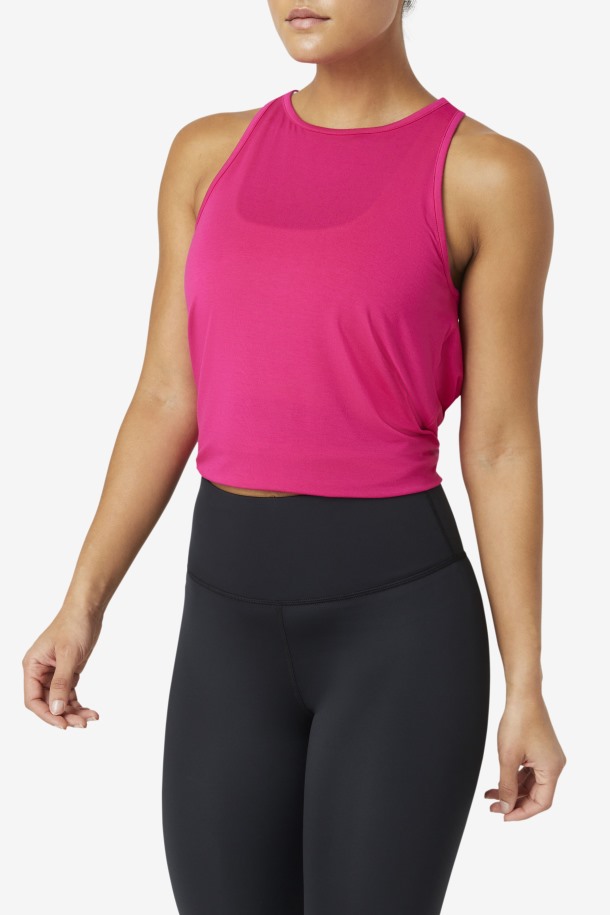 Camiseta Sin Mangas Fi-lux Rosa Brillante Con Espalda Abierta Ofertas Fila