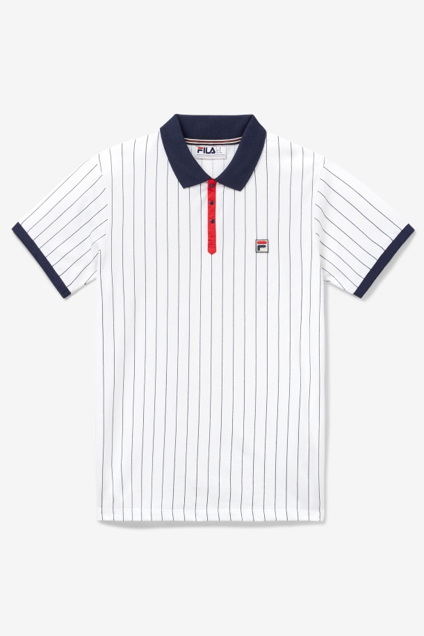 Bb1 Polo Blanco/azul Marino/rojo Fila Outlet