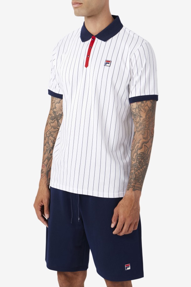 Bb1 Polo Blanco/azul Marino/rojo Fila Outlet