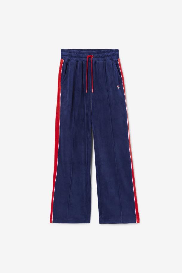 Pantalón De Terciopelo Azul Marino/blanco/rojo Fila Outlets Valery