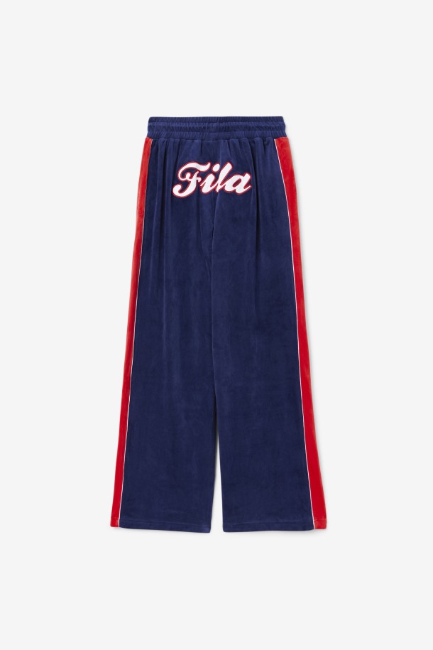 Pantalón De Terciopelo Azul Marino/blanco/rojo Fila Outlets Valery