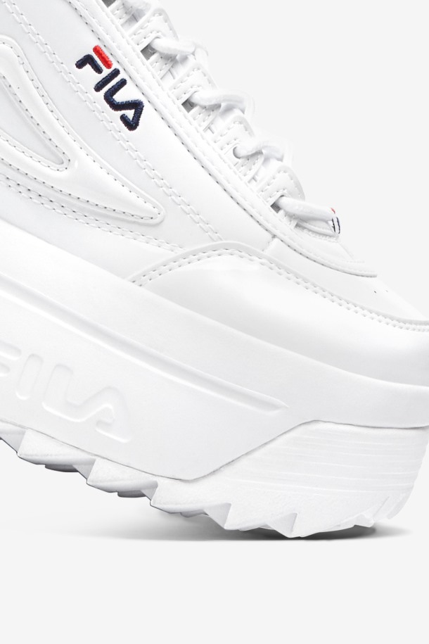 Blanco/azul Marino/rojo Mujer Disruptor 2 Cuña Charol Outlet Fila