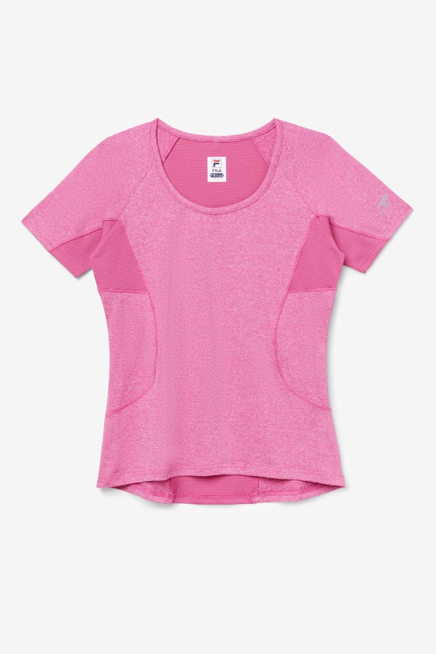 Fila Outlets Rosa Brillo Heather Pickleball Camiseta De Manga Corta