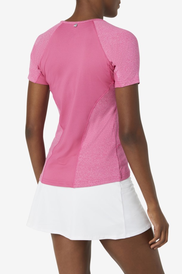 Fila Outlets Rosa Brillo Heather Pickleball Camiseta De Manga Corta