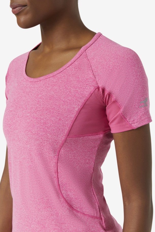 Fila Outlets Rosa Brillo Heather Pickleball Camiseta De Manga Corta