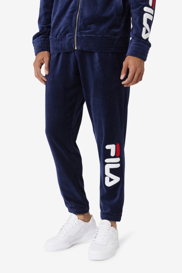 Pantalon Mansur Velour Azul Marino/blanco/rojo Fila Outlet
