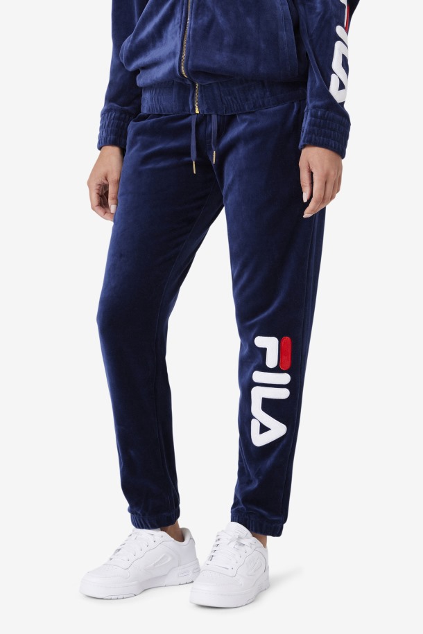 Pantalon Mansur Velour Azul Marino/blanco/rojo Fila Outlet