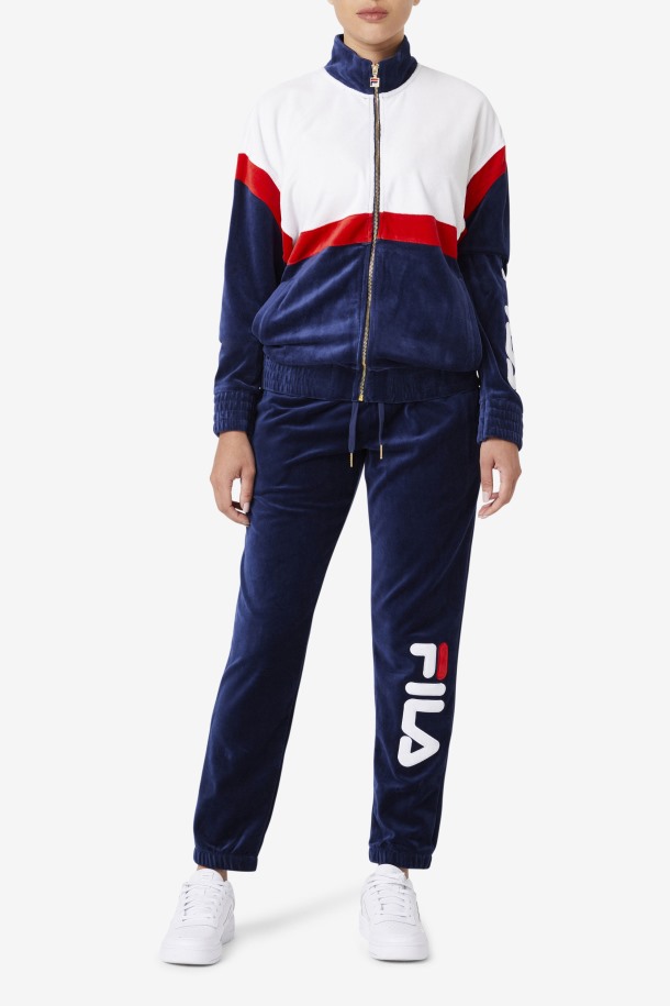 Pantalon Mansur Velour Azul Marino/blanco/rojo Fila Outlet