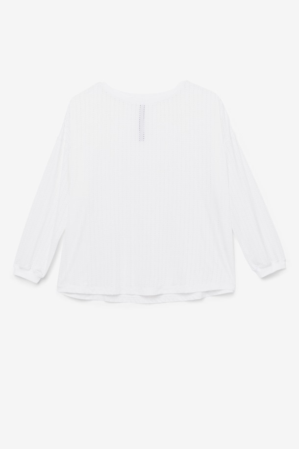 Fila Outlets Camiseta Blanca De Manga Larga De Malla Fi-lux