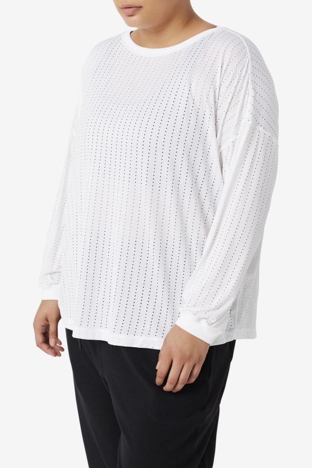 Fila Outlets Camiseta Blanca De Manga Larga De Malla Fi-lux