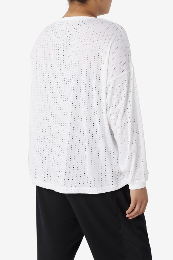 Fila Outlets Camiseta Blanca De Manga Larga De Malla Fi-lux