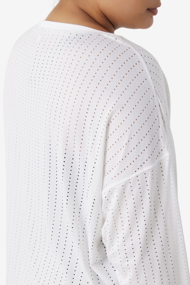 Fila Outlets Camiseta Blanca De Manga Larga De Malla Fi-lux