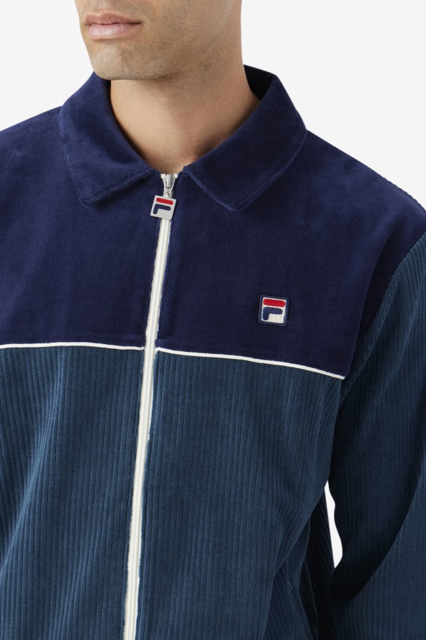 Verde Azulado/azul Marino/egret Terciopelo Chaqueta Gerad Outlet Cola