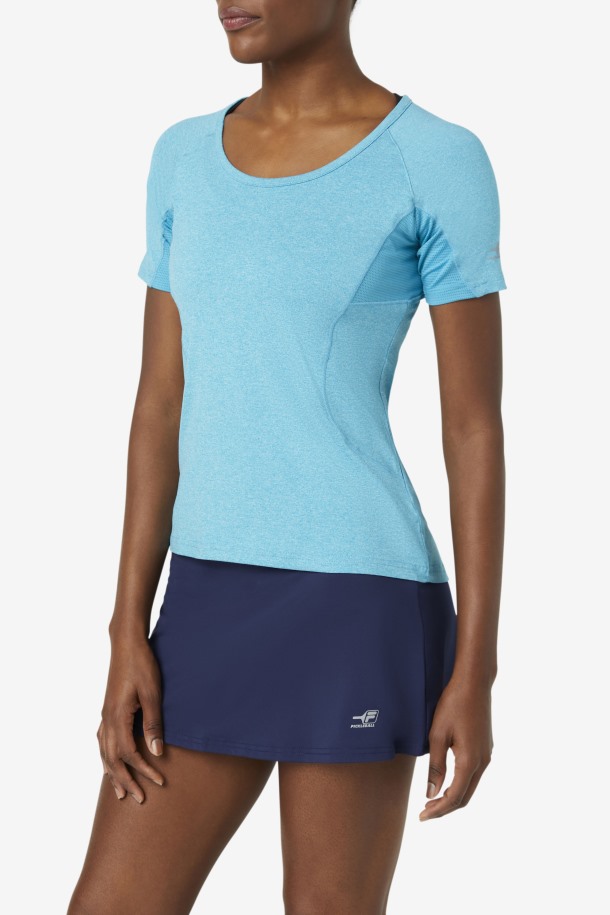 Camiseta De Manga Corta Pickleball Fila Outlets Turquesa Jaspeado