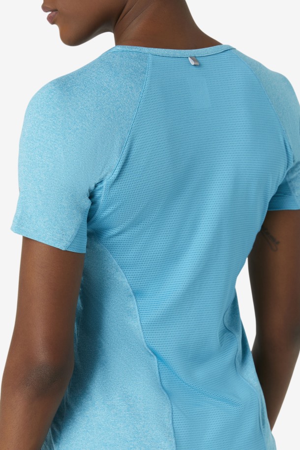 Camiseta De Manga Corta Pickleball Fila Outlets Turquesa Jaspeado
