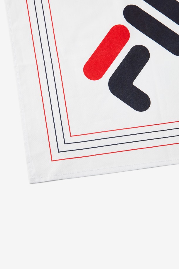 Bandana Blanca Con Logo En Diagonal Multi Fila Outlets