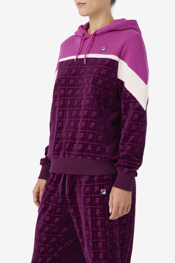 Lorri Terciopelo Sudadera Con Capucha Vino De Uva/rouge/potpourri