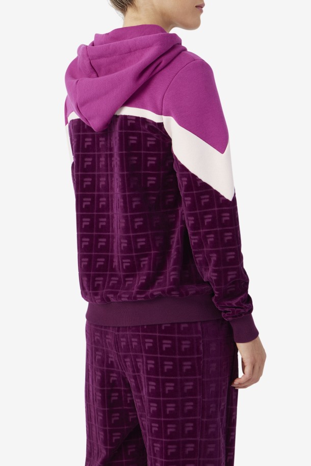 Lorri Terciopelo Sudadera Con Capucha Vino De Uva/rouge/potpourri
