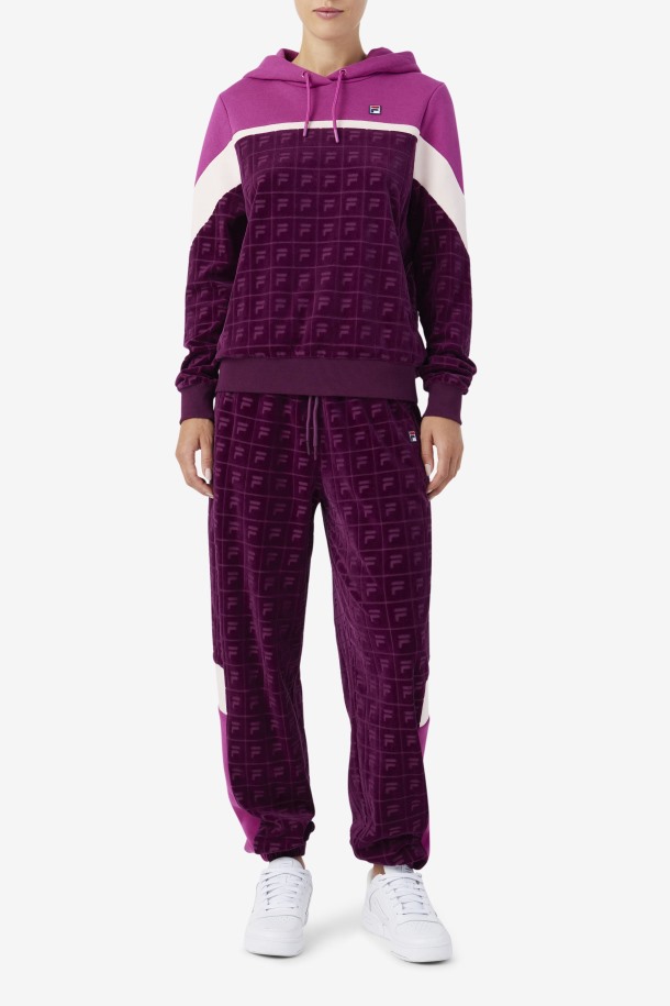 Lorri Terciopelo Sudadera Con Capucha Vino De Uva/rouge/potpourri