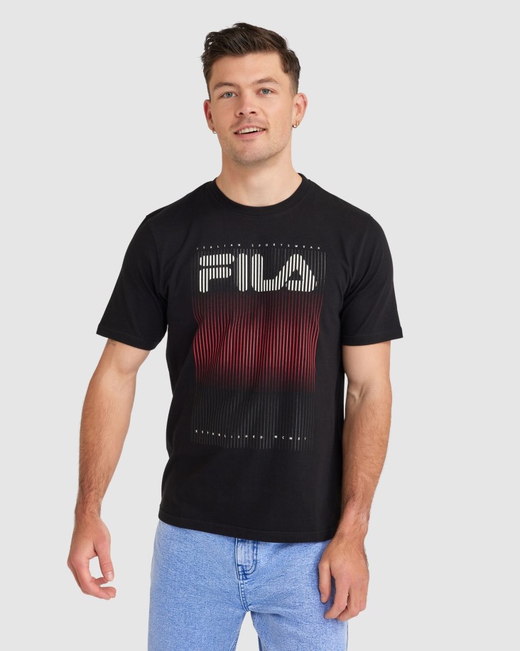 Camiseta Cedrick Hombre Negra Outlet Fila
