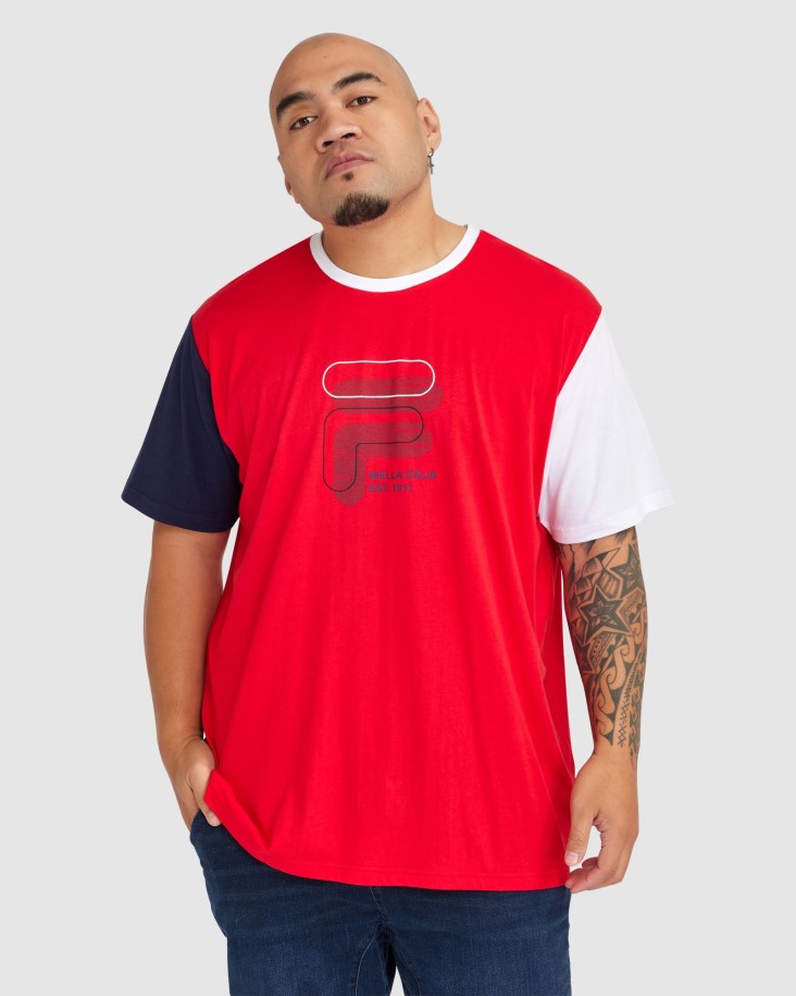 Fila Outlets Red Hombre Plus Lennox Camiseta