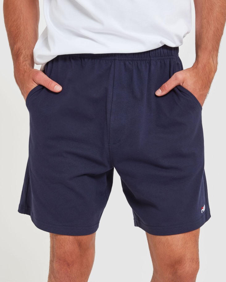 New Navy Fila Outlet Classic - Pantalones Cortos De Jersey Para Hombre