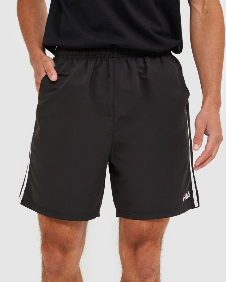 Pantalones Cortos De Microfibra De Hombre Fila Outlets Classic Negro