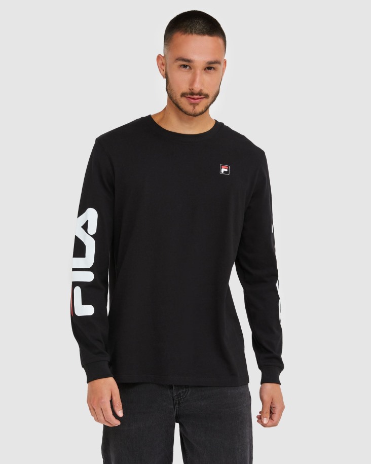 Camiseta De Manga Larga De Hombre Fila Outlets Classic Negra