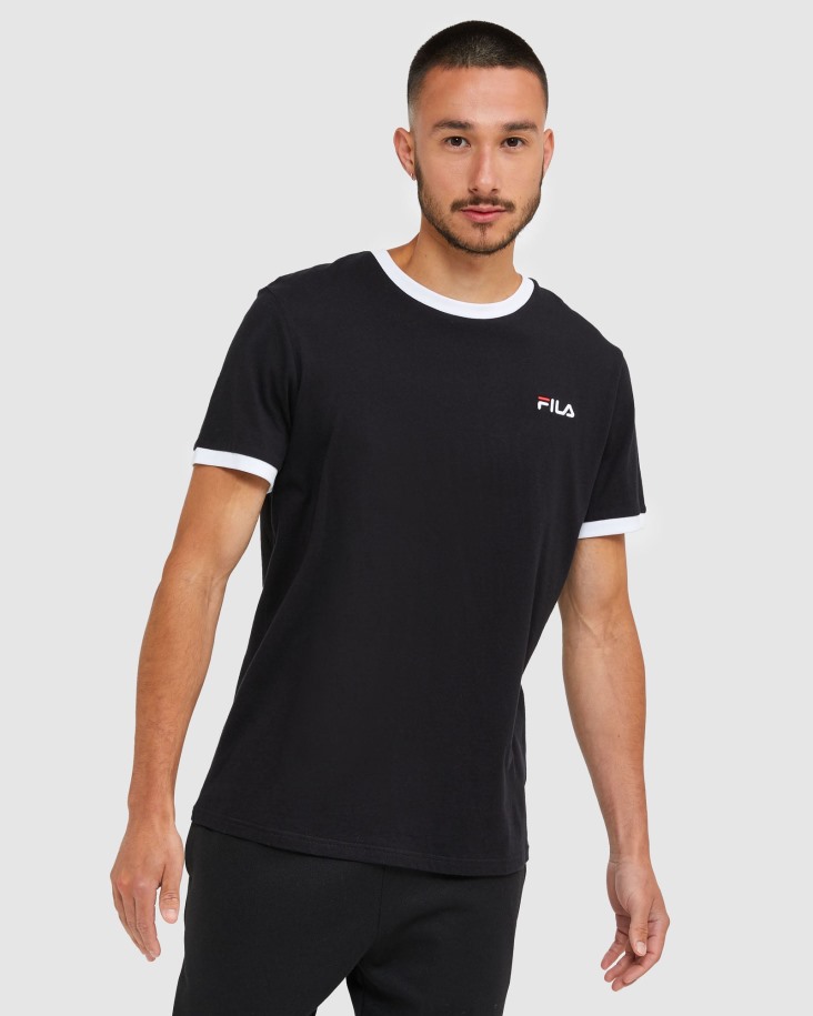 Fila Outlets Classic Camiseta Ringer Hombre Negra