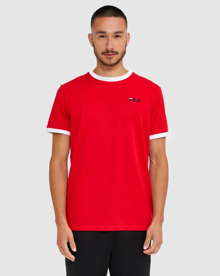 Fila Outlets Red Classic Camiseta Ringer Hombre