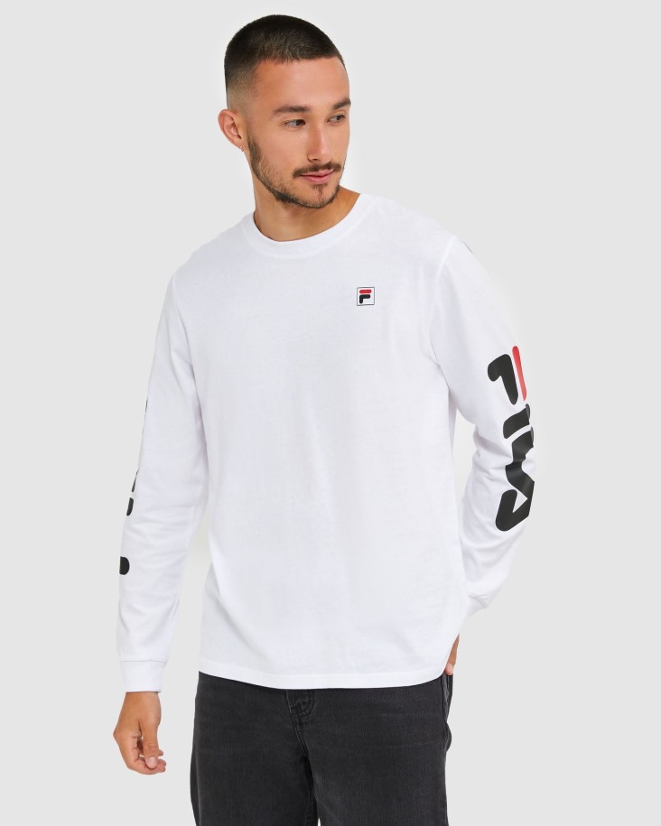 Camiseta Clásica Manga Larga Hombre Fila Outlet Blanco