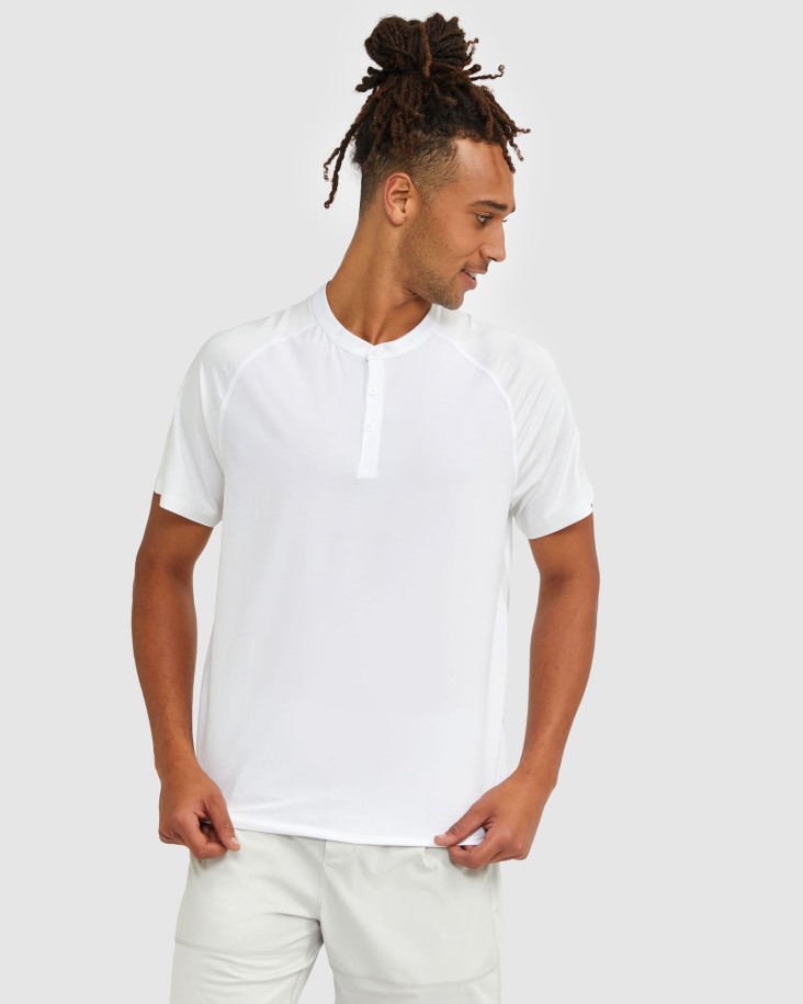 Fila Outlets Camiseta Henley De Cuello Alto Para Hombre Blanca