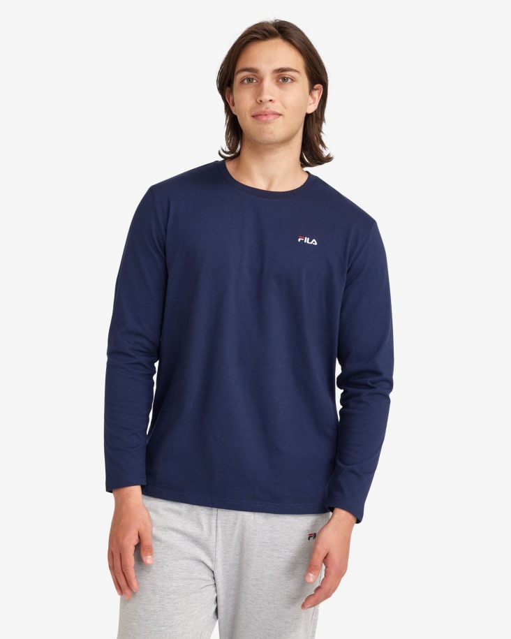New Navy Fila Outlets Camiseta Básica De Manga Larga Para Hombre