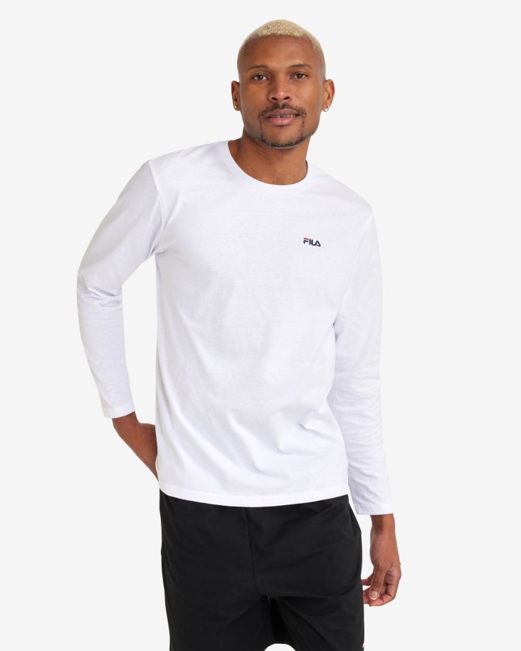 Camiseta Blanca Basica Manga Larga Hombre Fila Outlet