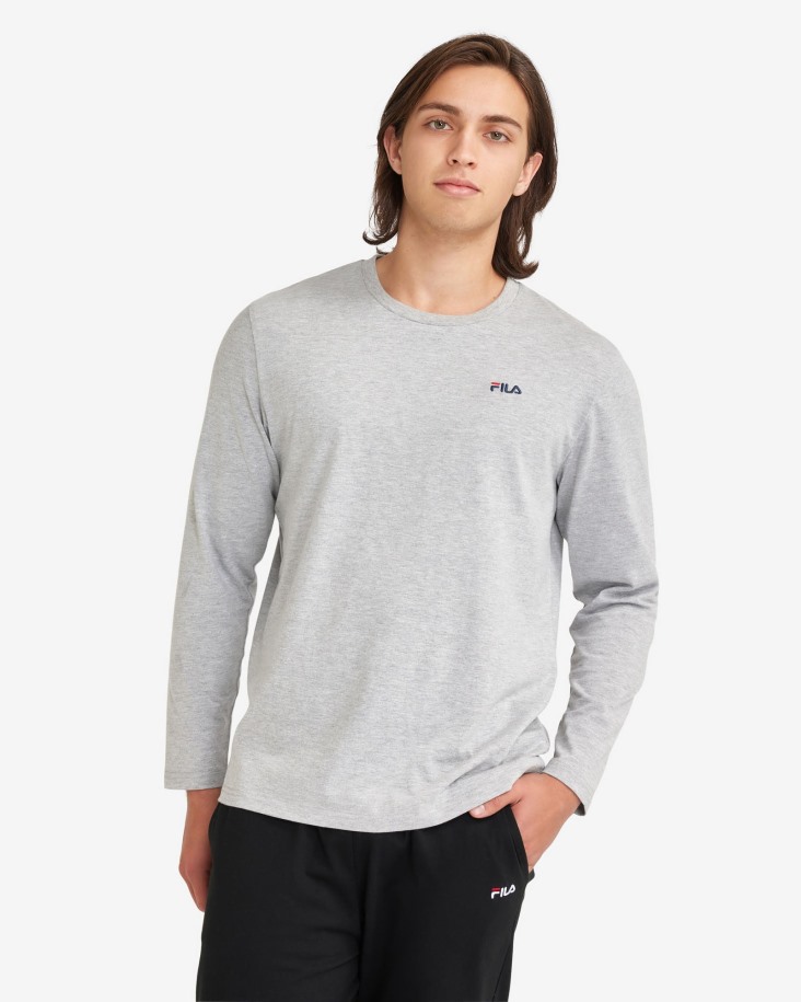 Camiseta Basica Manga Larga Hombre Fila Outlets Silver Marle