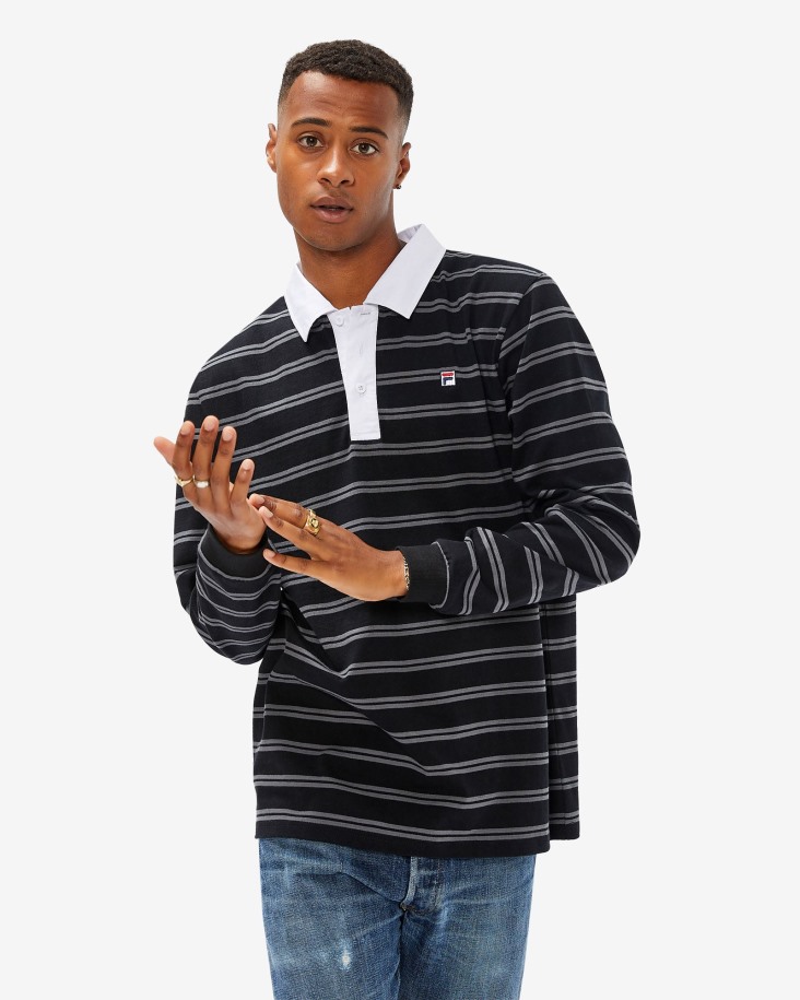 Polo Rugby Insignia Hombre Negro Fila Outlet